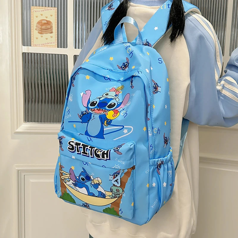 Back-to-school season and school, durable nylon schoolbags, large-capacity day bags, Stitch cartoon backpacks