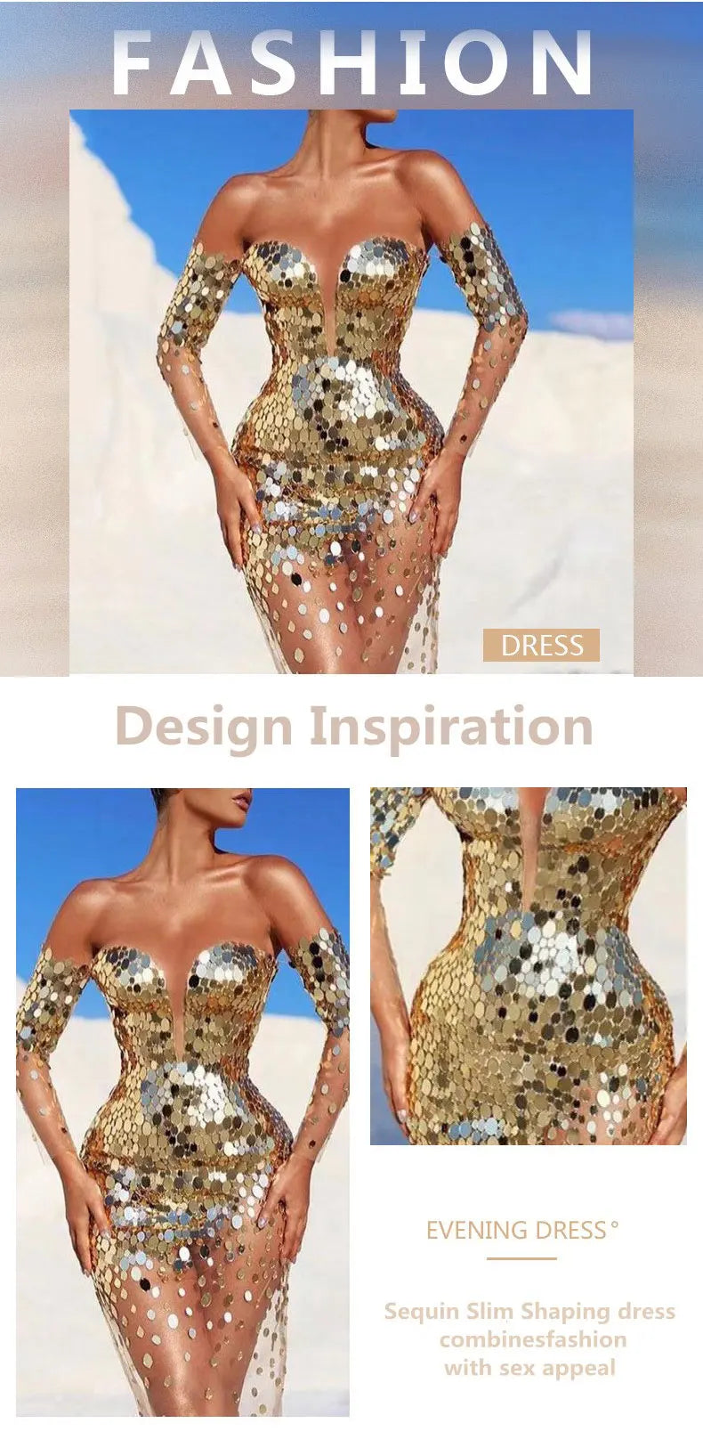 Evening Dress Elegant  One Shoulder Sleeveless Sequined Mesh Temperament Sexy Long Dress Women Bodycon Party Formal Dress