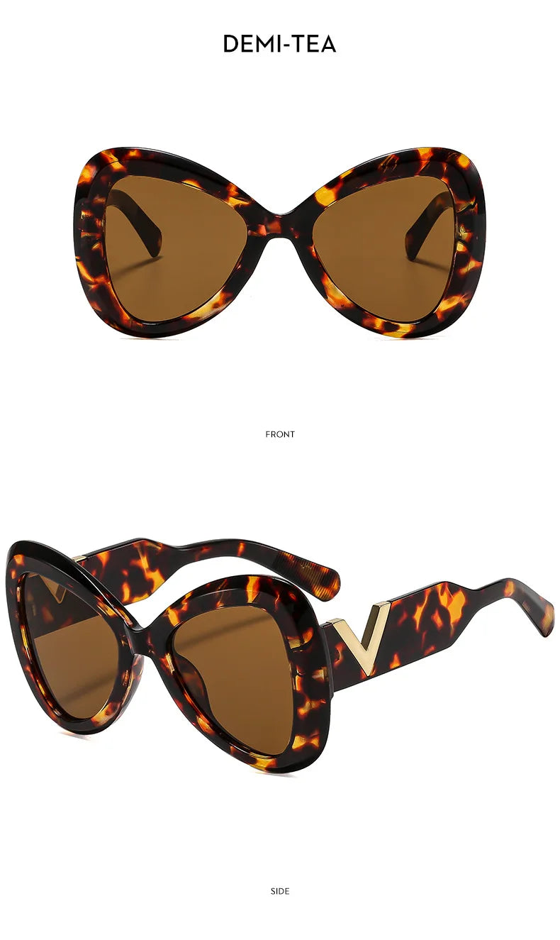 2025 New Fashion Big Frame Cat's Eye Butterfly Women Sunglasses Luxury Designer Men Sunglass Outdoor Travel Eyewear Female UV400