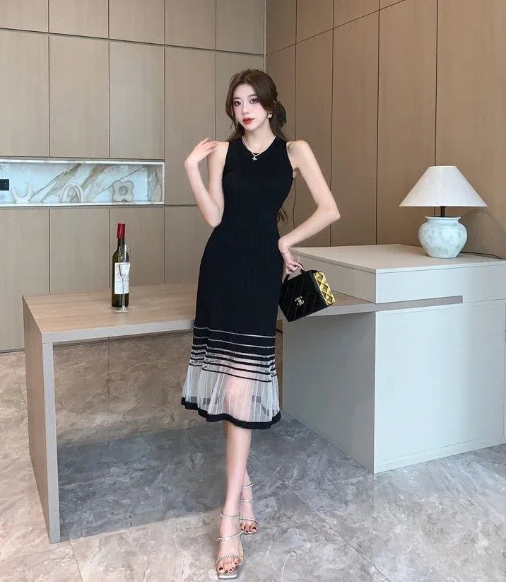 Dresses for Women Black SMidi Woman Dress Party Evening Night Club Prom Casual Youth G Fashion Summer 2024 Retro Sensual Sexy X