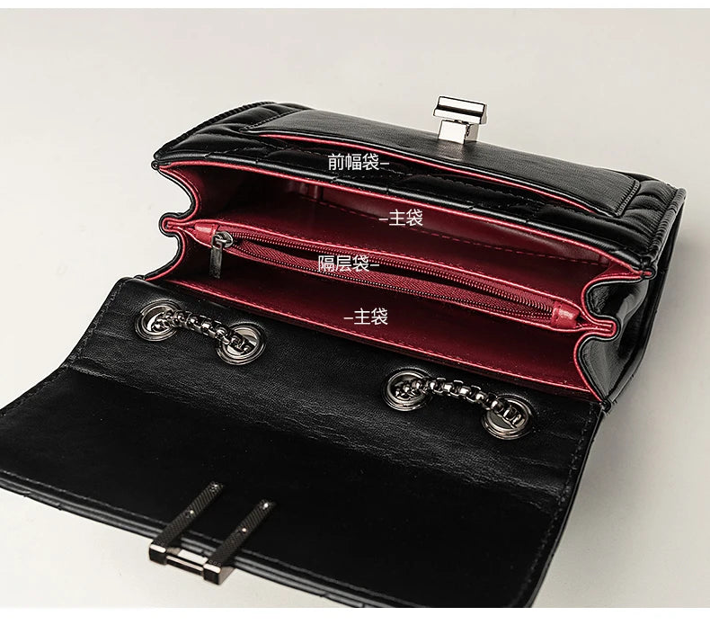 Classic Quilted Detail Square Bag, Solid Color Flap Shoulder Bag, All-Match Chain Bag