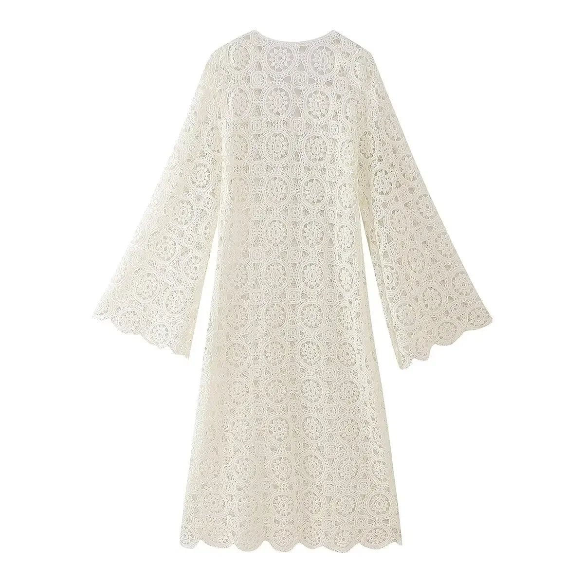 Women's Dress 2024 Summer New Lace Embroidered Hollow Long Dresses for Women