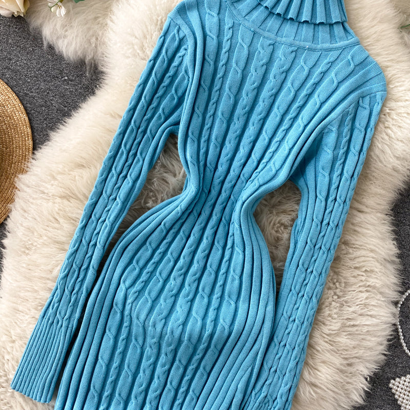 Seoulish Autumn Winter Twist Women's Wrap Knitted Dresses Long Sleeve Sheath Knitwear Office Bodycon Dress Female 2025 New