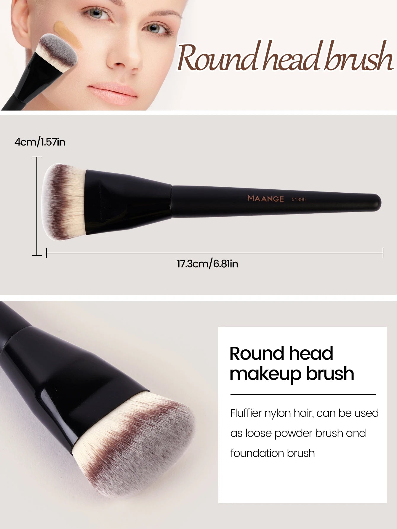 MAANGE 3pcs Makeup Brush Set Angle Round Flat Head Foundation Brush Soft Bristle With Box Skin-friendly Makeup Tool for Beauty