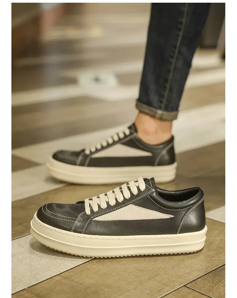 Shoes Leather Platform Sports Casual Shoes Black and White Retro Chalkboard Shoes Men's Boots Outdoor 2025 New Men's Shoes