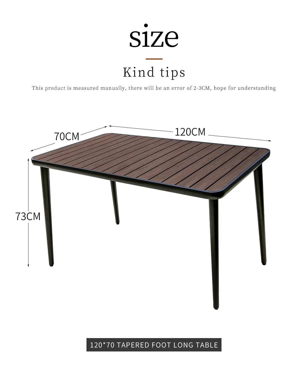 Outdoor Table 120cm Rectangular Tables Metal Backyard Table Garden Hotel Urniture Balcony Terrace Wood-plastic Table