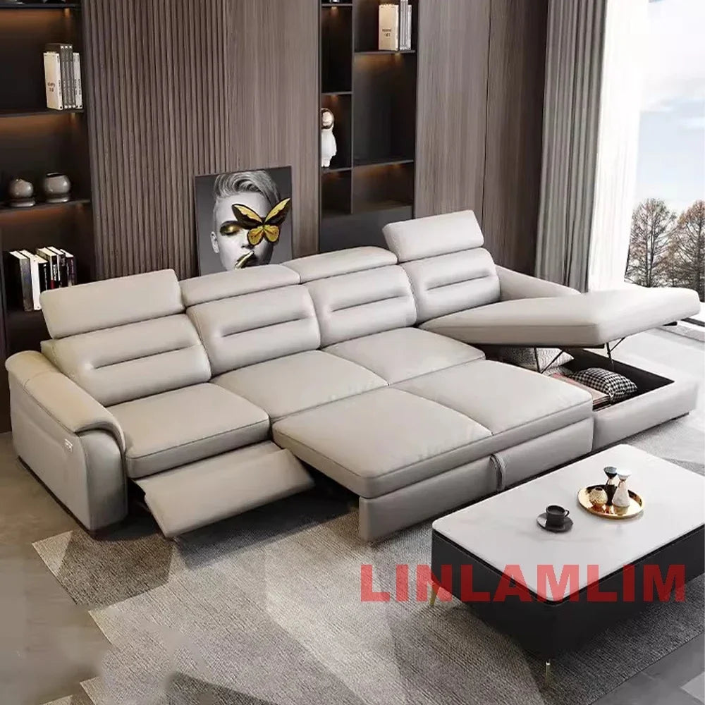 Linlamlim Multifunctional Convertible Sofa Bed With Eletric Recliner, Folding Sofa Cama With Power Reclining Seats & Storage Box