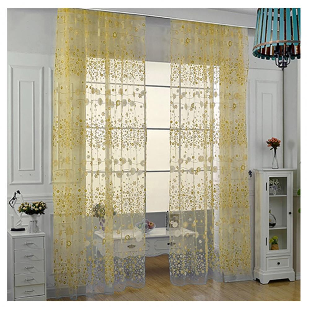 200X100cm Floral Pattern Window Curtain Summer Transparent Room Decor Window Screening Door Curtains Drape Panel Sheer Tulle