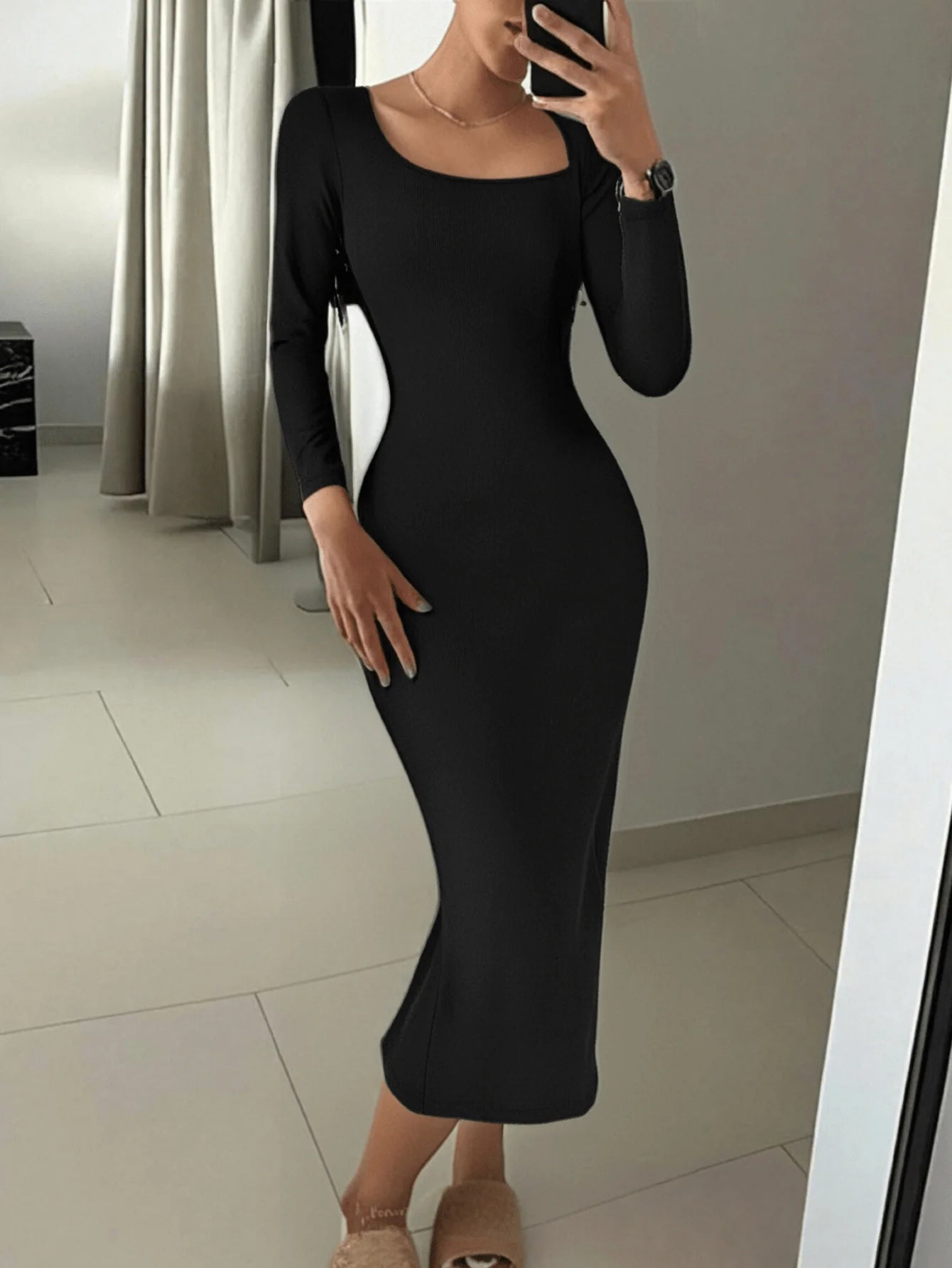 Dresses for women Summer Black casual and stylish long home dress is comfortable and breathable, suitable for wearing at home,Su