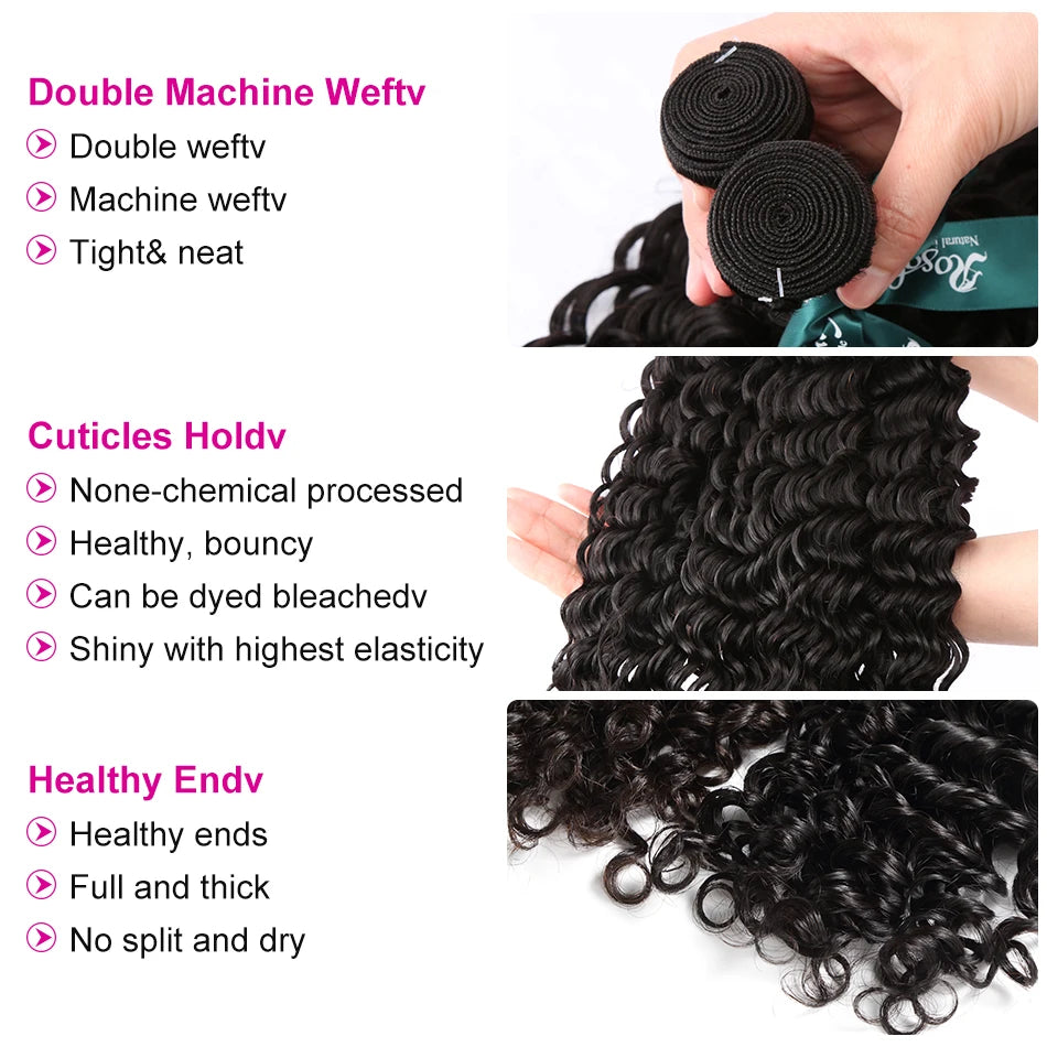 30 40 Inch Deep Wave 16A Curly 100% Human Hair Bundles Brazilian 3 4 Bundles Hair Wig Weave Hair Extensions Virgin Hair Raw Wigs