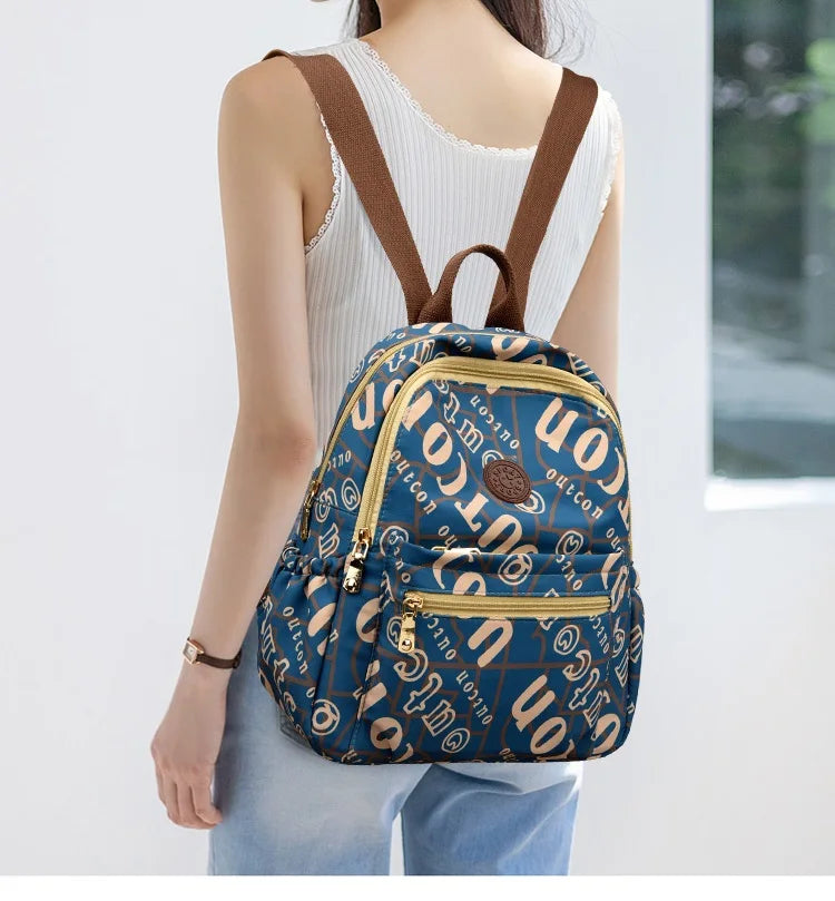 School Bag Women's Oxford Cloth Printed Casual Backpack Fashionable Large Capacity Lightweight Travel Versatile Backpack Backpac