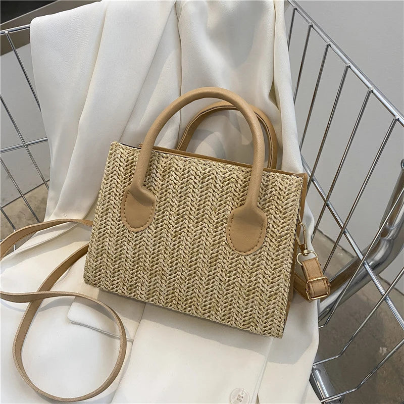 Summer Net Red Grass Woven Bag Crossbody Bag New Fashion Japanese Small Fresh Flower Woven Handbag Shoulder Bag