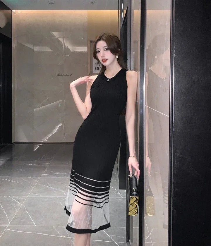 Dresses for Women Black SMidi Woman Dress Party Evening Night Club Prom Casual Youth G Fashion Summer 2024 Retro Sensual Sexy X