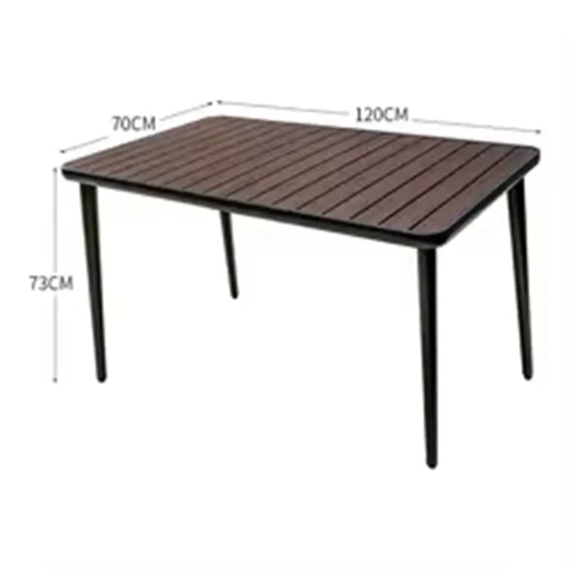 Outdoor Table 120cm Rectangular Tables Metal Backyard Table Garden Hotel Urniture Balcony Terrace Wood-plastic Table