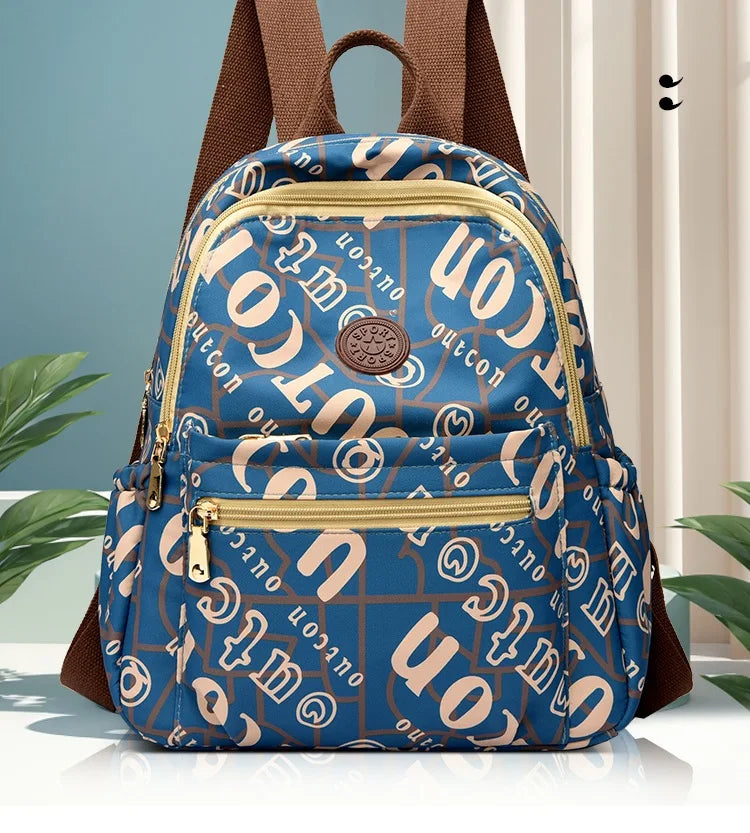 School Bag Women's Oxford Cloth Printed Casual Backpack Fashionable Large Capacity Lightweight Travel Versatile Backpack Backpac