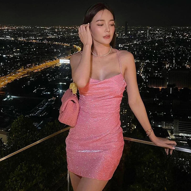 Elegant Women's Sexy Dresses 2025 Strap Backless Dress,s Hip Hugging Short Skirt Платье Robe Femme Vestido Longo Vestidos