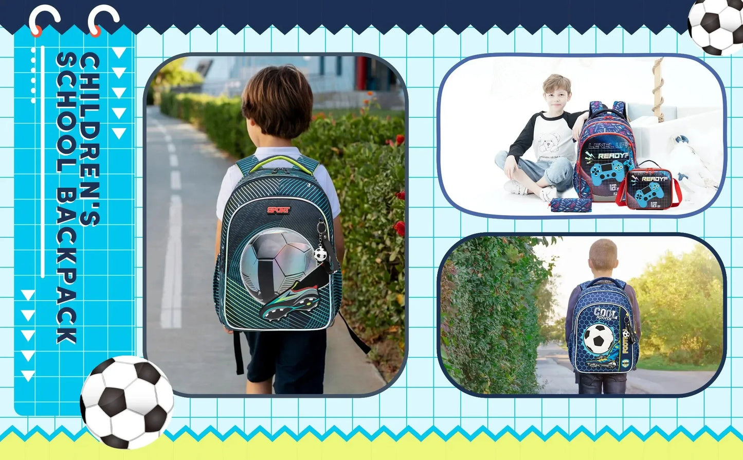 Children's School Bag for Boys Waterproof Backpack Set with Thermal Bag School Boy Backpack Elementary Student Shoulder Bag