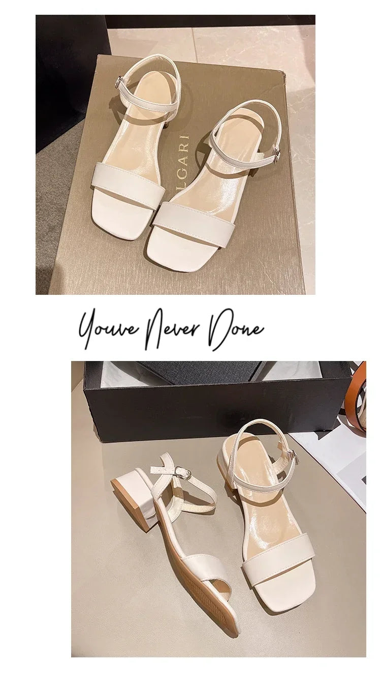 Sandals for women in summer, new thick heeled sandals for women, internet celebrity, gentle one line with buckle, fairy style
