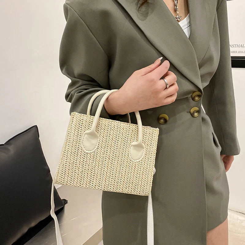 Summer Net Red Grass Woven Bag Crossbody Bag New Fashion Japanese Small Fresh Flower Woven Handbag Shoulder Bag