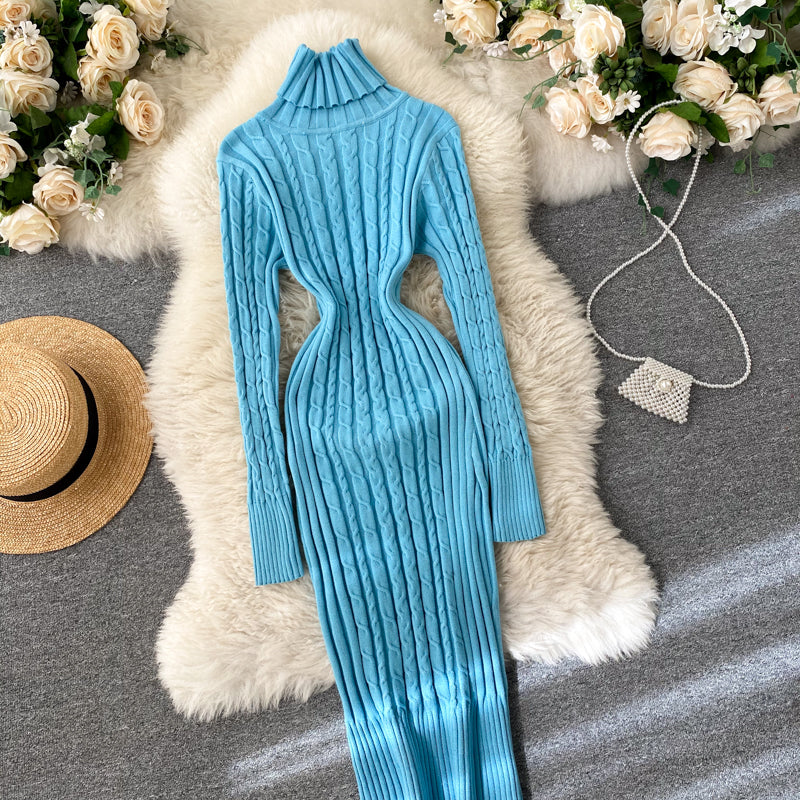 Seoulish Autumn Winter Twist Women's Wrap Knitted Dresses Long Sleeve Sheath Knitwear Office Bodycon Dress Female 2025 New
