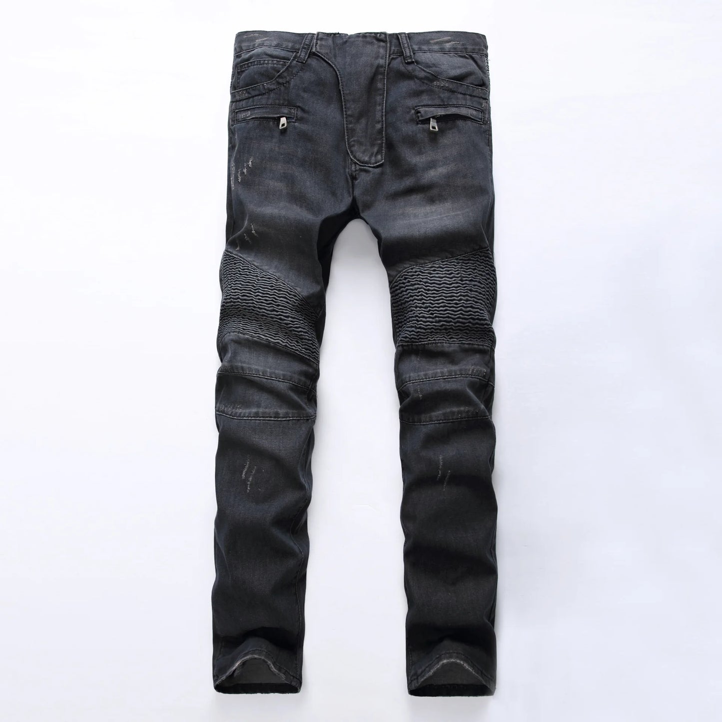 Jeans Men Long Pants Denim Pant High Waist Simple Zipper Splice Casual Regular Slim Fit Straight Trousers Autumn Winter