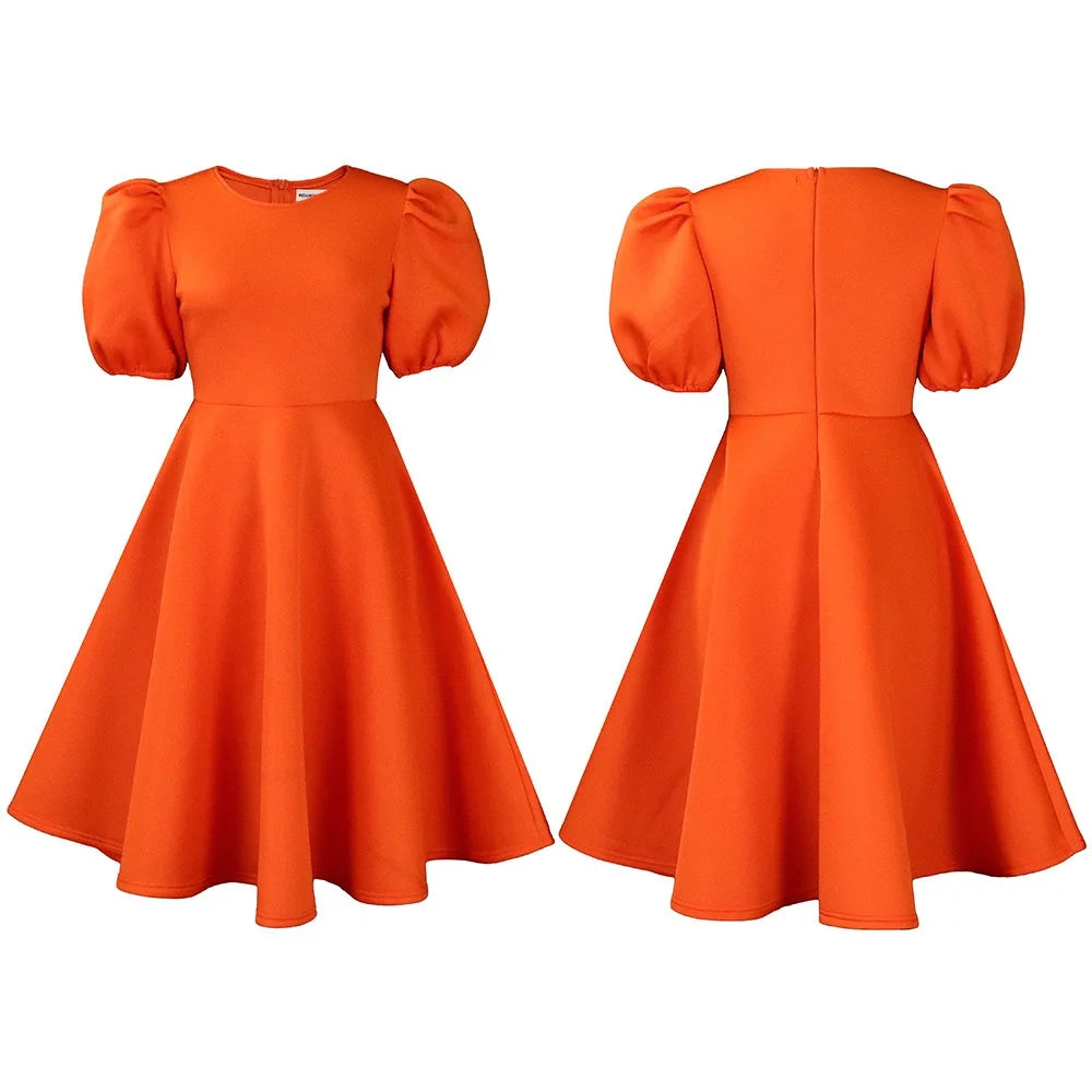 Elegant Party Dresses for Women O Neck Short Sleeve High Waisted Pleated Knee Length Fashion Ladies Birthday Dinner Vestidos Hot