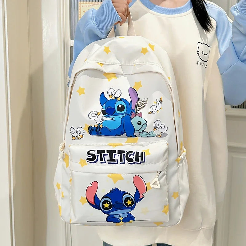 Back-to-school season and school, durable nylon schoolbags, large-capacity day bags, Stitch cartoon backpacks