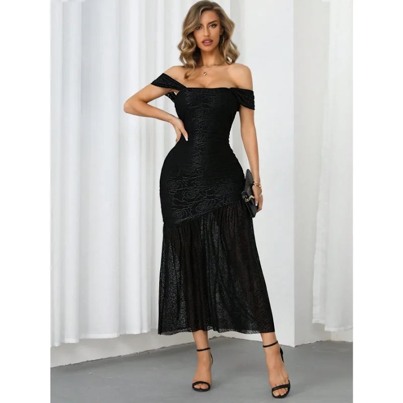 Women's Elegant Dark Waist-hugging Dress
