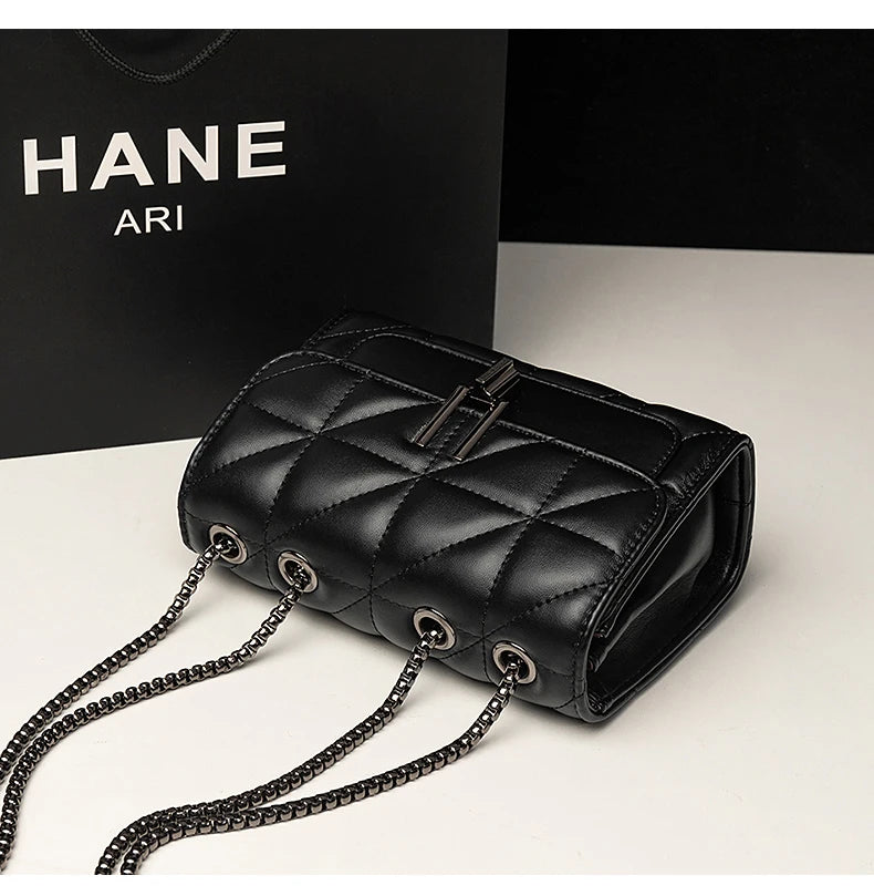 Classic Quilted Detail Square Bag, Solid Color Flap Shoulder Bag, All-Match Chain Bag