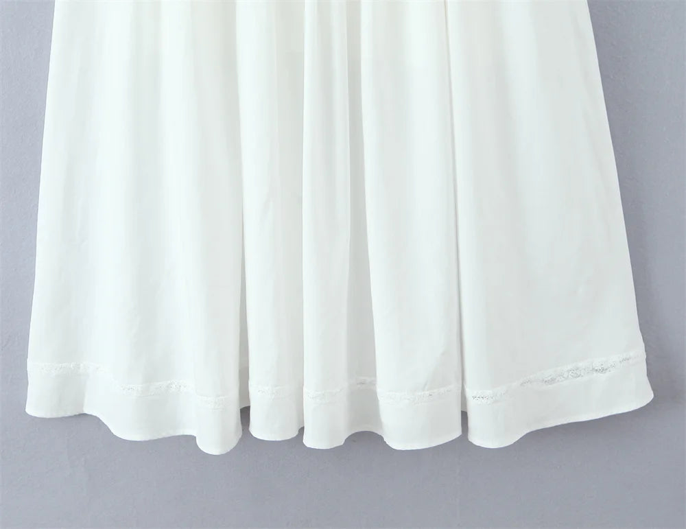 Women's Dress 2025 New Fashion Summer  White Bow Midi Dresses for Women Elegant Chic Ladies Dress