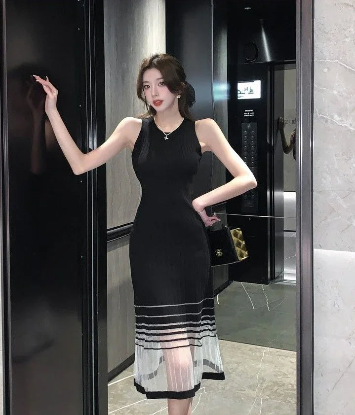 Dresses for Women Black SMidi Woman Dress Party Evening Night Club Prom Casual Youth G Fashion Summer 2024 Retro Sensual Sexy X
