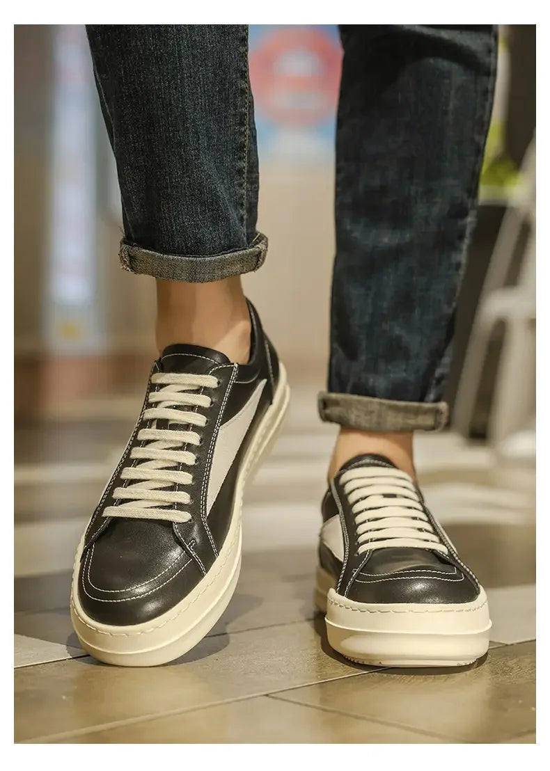 Shoes Leather Platform Sports Casual Shoes Black and White Retro Chalkboard Shoes Men's Boots Outdoor 2025 New Men's Shoes