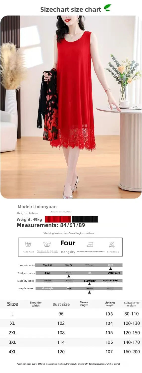 Women's Sleeveless Lace-Hemmed Dresses Multi-Color Summer Elegance for Day-to-Night 2025 Summer Plus Size Clothing