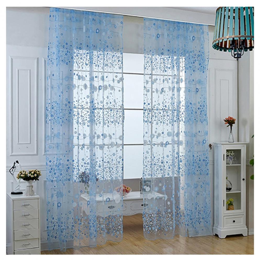200X100cm Floral Pattern Window Curtain Summer Transparent Room Decor Window Screening Door Curtains Drape Panel Sheer Tulle