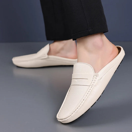Shoes Men's Slippers Half Shoes for Men Comfortable Male Shoe High Quality Slip-On Solid Color Casual Soft Sandals Flats Slipper