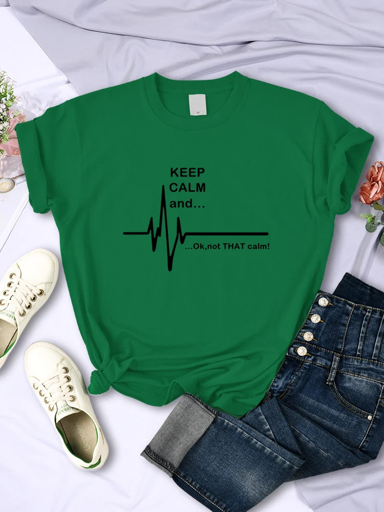 Keep Calm And Ok,Not That Calm Women T Shirt Summer Breathable Short Sleeve Street Personality Crop Top Casual Womans Clothing