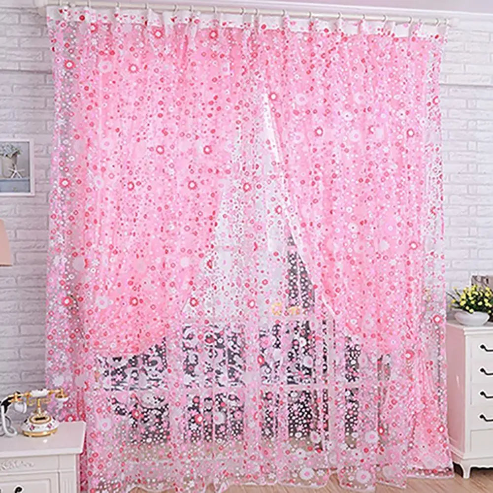 200X100cm Floral Pattern Window Curtain Summer Transparent Room Decor Window Screening Door Curtains Drape Panel Sheer Tulle