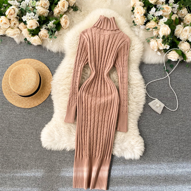 Seoulish Autumn Winter Twist Women's Wrap Knitted Dresses Long Sleeve Sheath Knitwear Office Bodycon Dress Female 2025 New