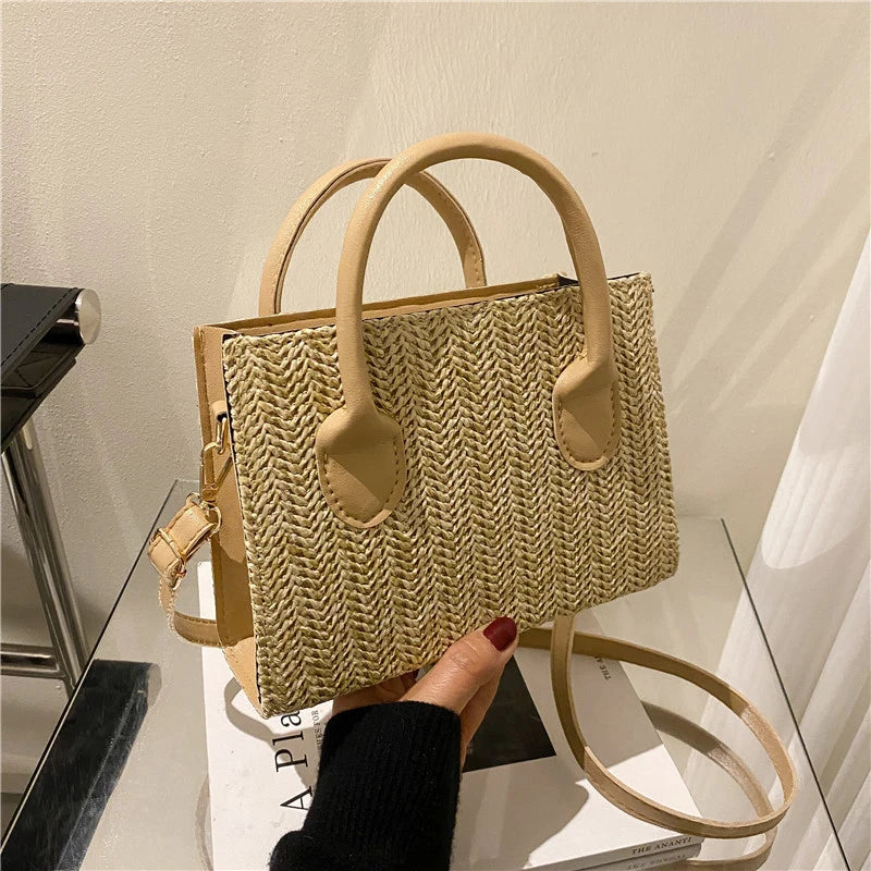 Summer Net Red Grass Woven Bag Crossbody Bag New Fashion Japanese Small Fresh Flower Woven Handbag Shoulder Bag