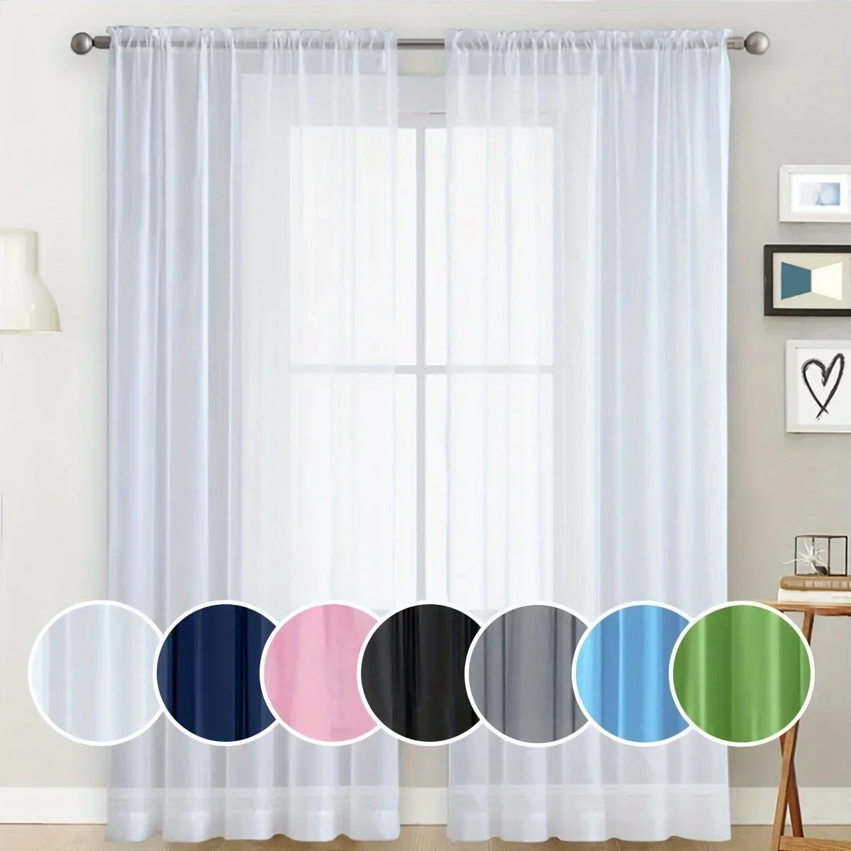 140*260cm Chiffon Sheer Window Curtains  for Living Room Modern Simple Curtain Gauze Semi-blackout Balcony Thin Window Screen