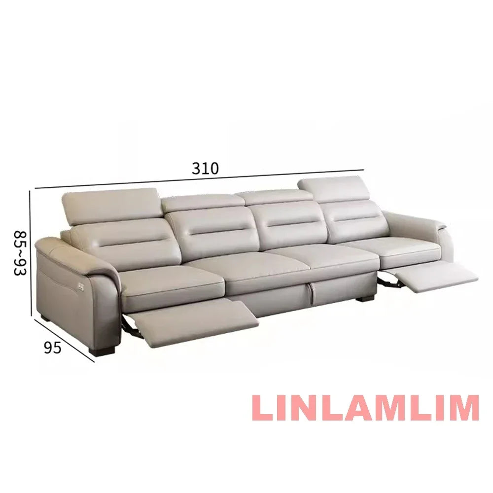 Linlamlim Multifunctional Convertible Sofa Bed With Eletric Recliner, Folding Sofa Cama With Power Reclining Seats & Storage Box