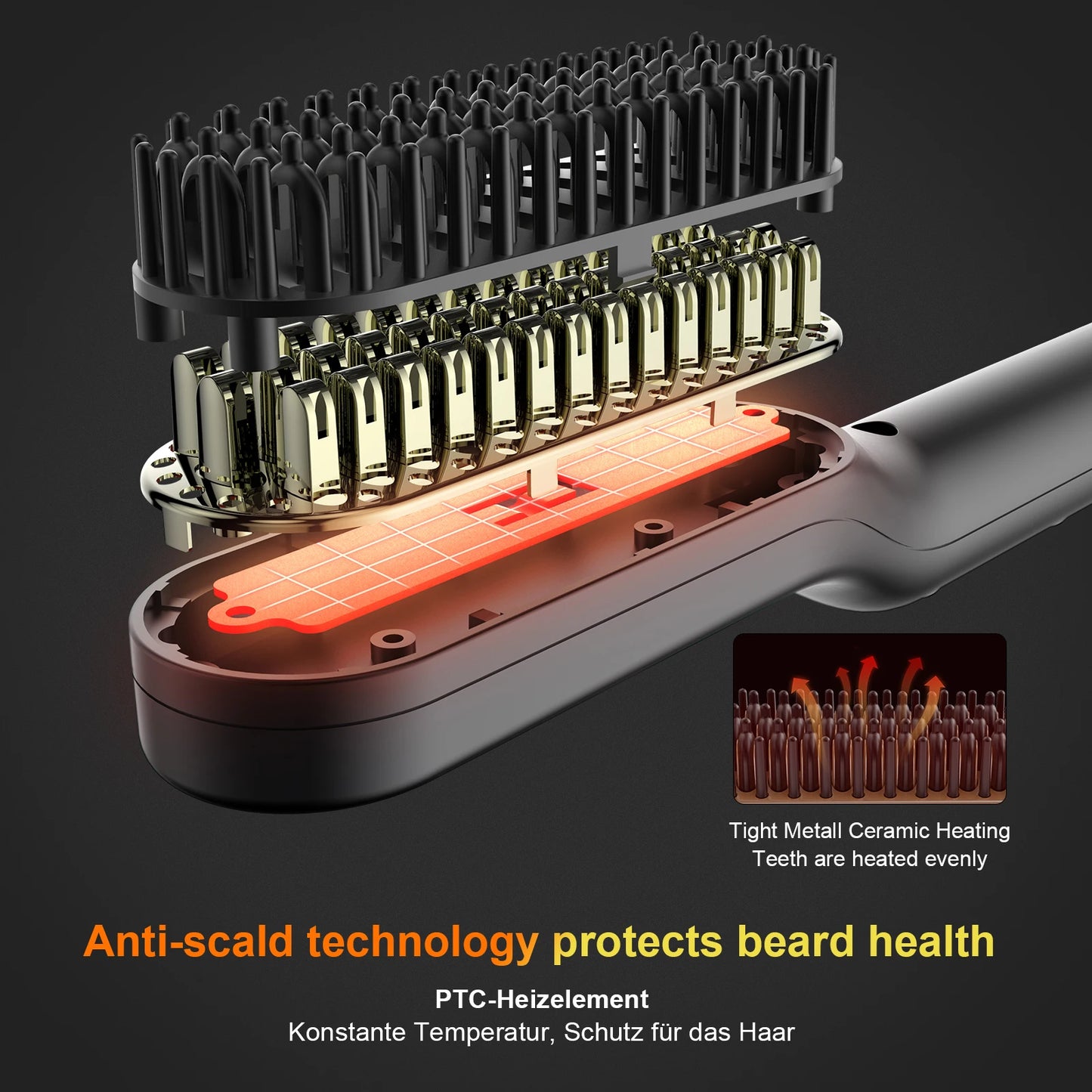 ANLAN Beard Hair Straightening Brush Hot Heated Comb Men Beard Multifunctional Straightener Ceramic Comb Quick Hair Styler