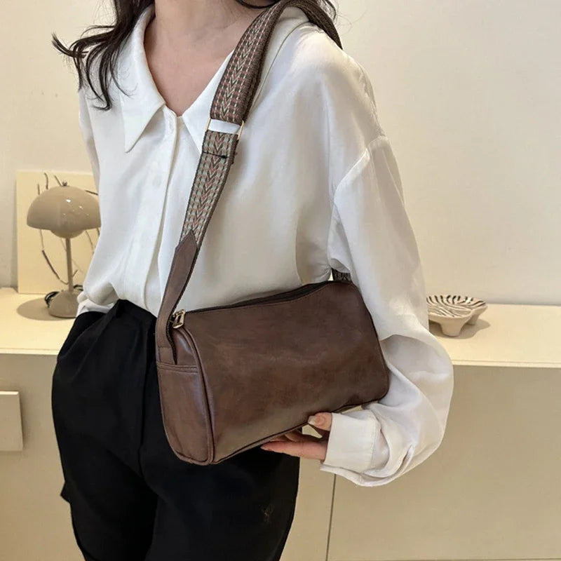 Vintage PU Leather Boston Women Small Handbag and Purse Fashion Designer Crossbody Bag Female Casual Travel Pillow Shoulder Bag