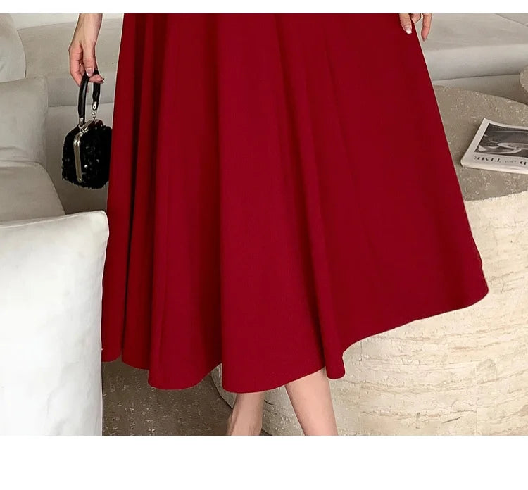 Women's Elegant Red Evening Dresses Sleeveless Wedding Guest Dress Spaghetti Strap A-Line White Party Female Prom gown Vestidos