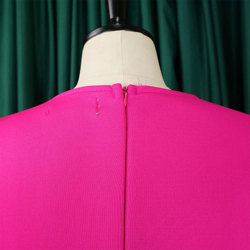 Elegant Party Dresses for Women O Neck Short Sleeve High Waisted Pleated Knee Length Fashion Ladies Birthday Dinner Vestidos Hot