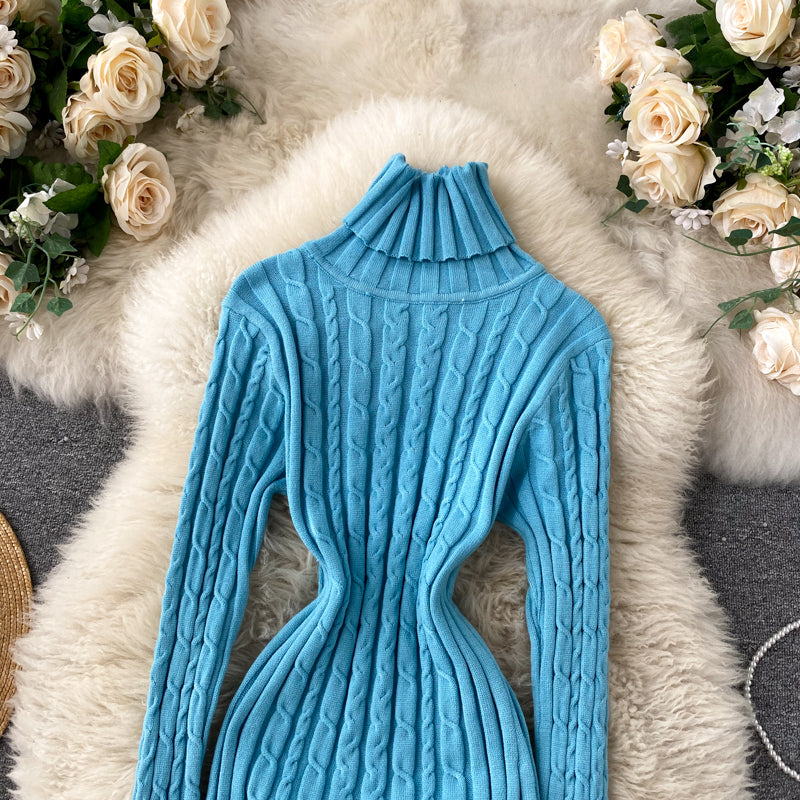 Seoulish Autumn Winter Twist Women's Wrap Knitted Dresses Long Sleeve Sheath Knitwear Office Bodycon Dress Female 2025 New