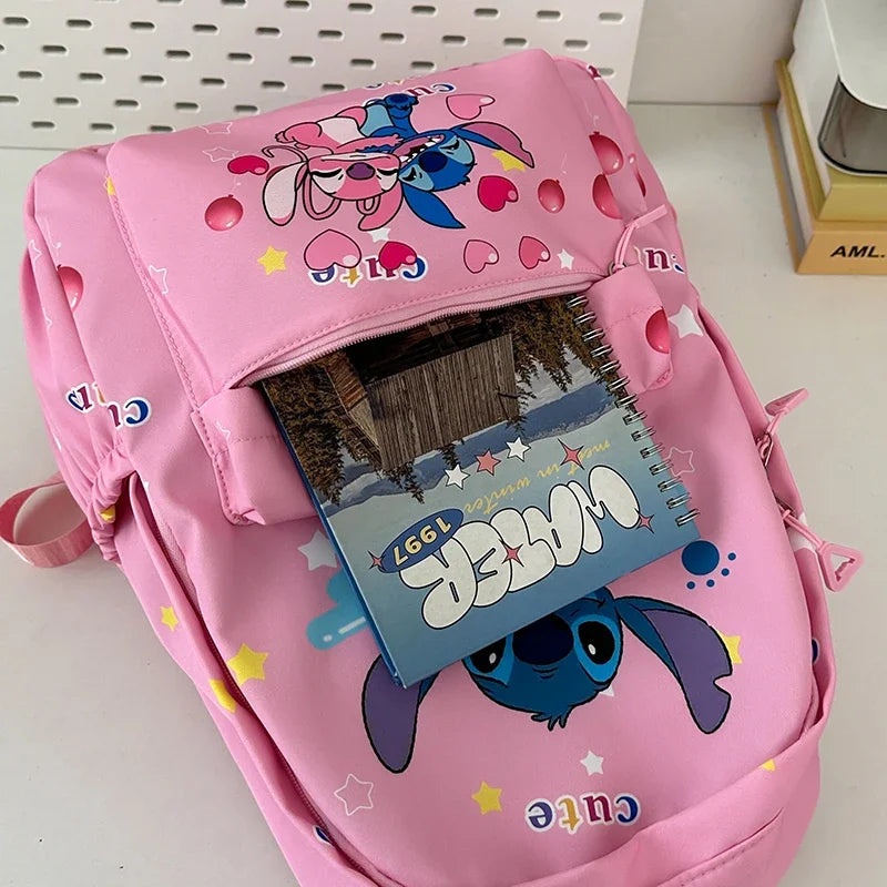 Back-to-school season and school, durable nylon schoolbags, large-capacity day bags, Stitch cartoon backpacks