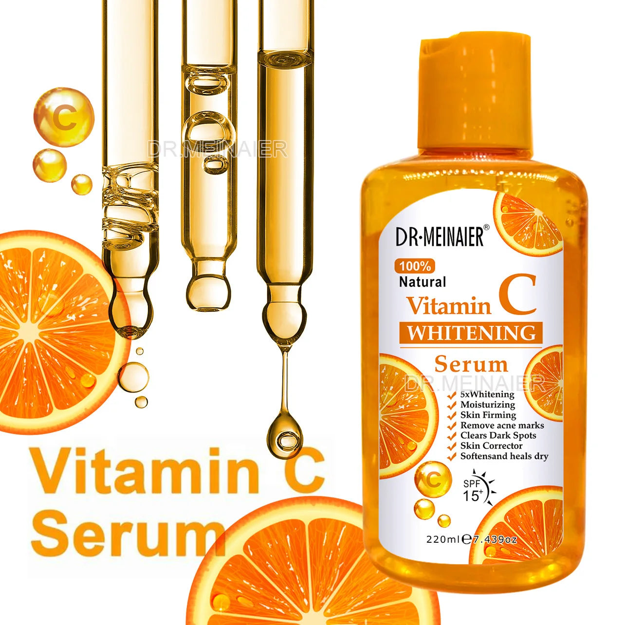 Vitamin C AHA Essence Original liquid Face Serum Brightning Moisturizing Turmeric Repairing Anti Aging Lifting Skin Care 220ml