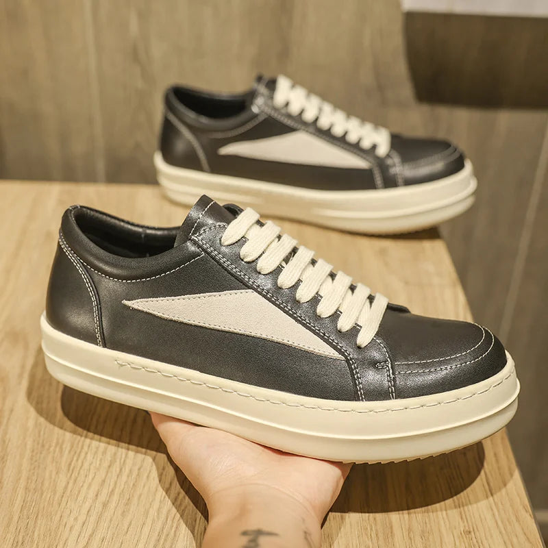 Shoes Leather Platform Sports Casual Shoes Black and White Retro Chalkboard Shoes Men's Boots Outdoor 2025 New Men's Shoes
