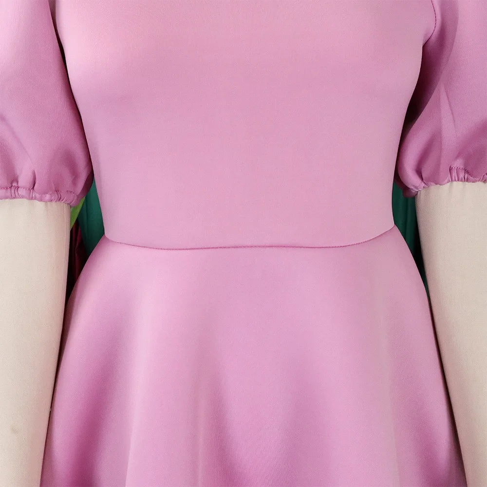 Elegant Party Dresses for Women O Neck Short Sleeve High Waisted Pleated Knee Length Fashion Ladies Birthday Dinner Vestidos Hot